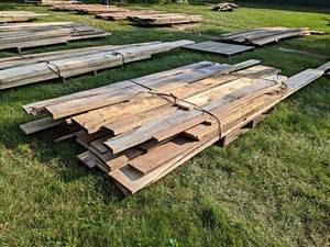 Pallet Lot of Rough Sawn, Kiln Dried MIXED SPECIES Boards - Lengths Up to 144, Thickness 34 to 1-12, Width Most is 9 to 3, Quantity Approx. 30