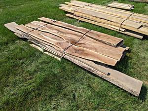 Pallet Lot of Rough Sawn and Kiln Dried Live Edge BLACK WALNUT Slabs - Lengths Up to 136, Thickness 2 to 78, Width Up to 14