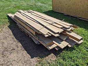 Pallet Lot of Rough Sawn and Kiln Dried ASH Boards - Lengths Longest 144, Thickness 1 to 3, Width 3-12 to 10