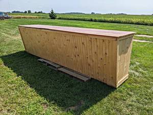 Custom Built Sales Counter - RED CEDAR Top, Pine Carsiding and 2x4 Pine Construction - Overall about 154-12 x 33-12 x 40 Tall - Has some damage to the top - See Pictures