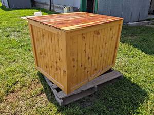 Custom Built Desk - RED CEDAR Top, Pine Carsiding and 2x4 Pine Construction - Overall about 39-12 x 33 x 30 Tall - Matches the counter in Lot 255