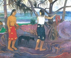lot 21 image: Under the Pandanus Framed Art by Paul Gauguin
