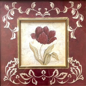 lot 28 image: Golden Framed Floral Art