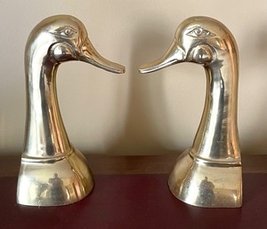 lot 33 image: Brilliant Brass Duck Figurine Bookends