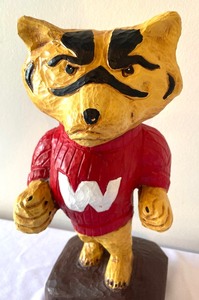 lot 103 image: University of Wisconsin Madison Wooden Bucky Carving