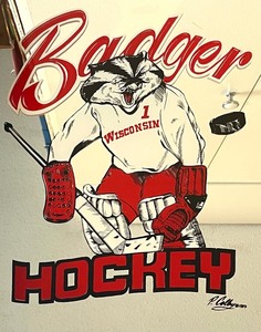lot 107 image: University of Wisconsin Madison Badger Hockey Mirror