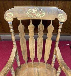 Vintage Solid Oak Wooden Rocking Chair