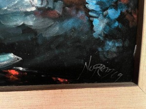 Thai Themed Velvet Artwork Matted in Thai Silk