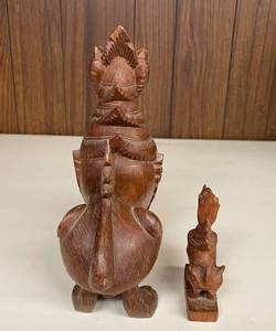 Thai Hand Carved Foo Dog Figurines