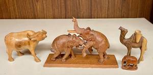 Lot of Hand Carved Wooden Thai Animal Statues