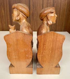 Lot of Hand Carved Wooden Bookends from Thailand