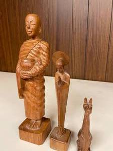 Lot of Wooden Hand Carved Figures- Cat, Madonna, and More