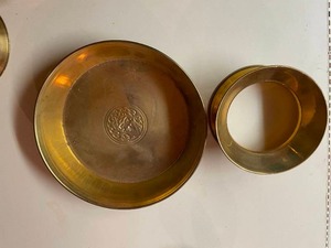 Lot of Brass Vases and Donation Bowls with Stands
