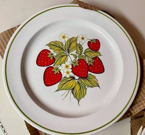 Lot of Anchor Hocking Berry Patch Strawberry Plate, Cup and Saucer Sets