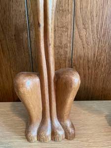 Large Hand Carved Wooded Cat Statue