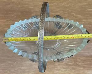 Crystal Bowl with Metal Holder with Handle