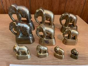 Set of Brass Burmese Thai Elephant Opuim Scale Weights