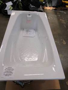 lot 476 image: AMERICAN STANDARD EverClean Reversible Drain 60 in. Acrylic Rectangular Drop-In 6-Jet Whirlpool Bathtub in White (NICE CONDITION)