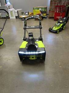 lot 501 image: RYOBI 40V HP Brushless 21 in. Cordless Single Stage Snow Thrower with 1 5.0 Ah Battery and Charger (LIKE NEW CONDITION, HANDLE WILL NOT CLICK INTO PLACE)