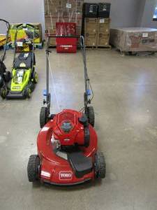 lot 502 image: TORO 21445 22 in. Recycler SmartStow Briggs & Stratton High Wheel FWD Gas Walk Behind Self Propelled Lawn Mower (MISSING BAGGER, HANDLE SLIGHTLY BENT)