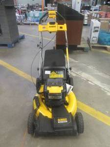 lot 512 image: DEWALT 20V MAX 21.5 in. Battery Powered Walk Behind Self Propelled Lawn Mower (TOOL ONLY) (NICE, CONDITION, HANDLE A LITTLE DAMAGED)