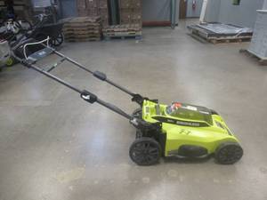 lot 516 image: RYOBI 40V Brushless 20 in. Cordless Battery Walk Behind Push Lawn Mower  (TOOL ONLY) (MISSING BAGGER & PLUG, SALVAGE, FOR PARTS ONLY)
