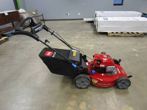 lot 525 image: TORO 21465 Recycler 22 in. Briggs & Stratton SmartStow Personal Pace High-Wheel Drive Gas Walk Behind Self Propelled Lawn Mower (LIKE NEW CONDITION)