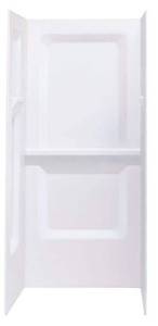 lot 485 image: MUSTEE Durawall 32 in. x 32 in. x 73-14 in. 3-Piece Direct-to-Stud Alcove Shower Wall Set in White (LIKE NEW CONDITION)
