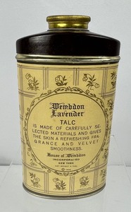 lot 23 image: Wembdon Lavender Talc Powder Tin circa 1936 - Still Full