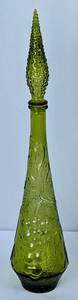 lot 41 image: Vintage MCM Italian Empoli Genie Decanter Bottle in Pressed Green Glass
