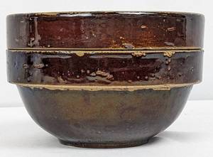 lot 52 image: Two Primitive 7-Inch Red Wing Brown Stoneware Bowls
