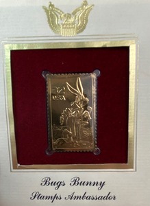 lot 82 image: 22K Gold Bugs Bunny Stamp from the Postal Commemorative Society