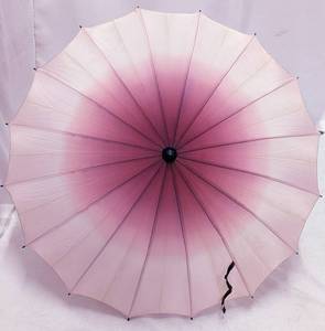 lot 108 image: Vintage Folding Umbrella in Ombre Pink Shades
