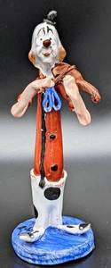 lot 125 image: Signed Poli Cesare Pottery Clown Figurines, Made in Italy