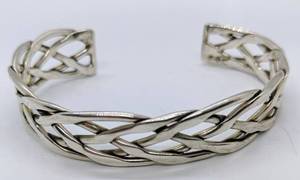 lot 170 image: Native American Braided Sterling Silver Cuff Bracelet