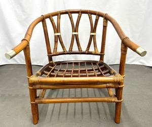 lot 206 image: John Wisner Mid-Century Far Horizons Bamboo Rattan Armchair- for Ficks Reed