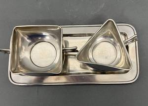 lot 230 image: Pewter Mid-Century Cream & Sugar Set from Norway