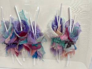 lot 239 image: Vintage Fiber Art in Lucite Case - Signed By Artist- Almost 4 Feet Wide
