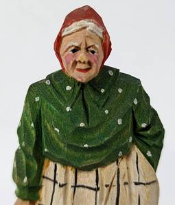 lot 203 image: Vintage Signed Scandinavian Wood Folk Art Figurine