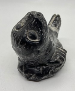 lot 284 image: Edmund Wolf Original Soapstone Carvings - Seal Pup, Walrus with Fine Tusks and Mother Owl with Baby