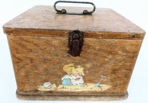 lot 176 image: Antique Child Potty Training Box with Original Enameled Pot