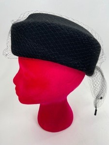 lot 343 image: Doeskin 100% Wool - Career Collection Black Hat with Netting - Made in the USA