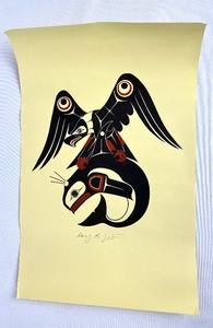 lot 376 image: Signed Print by Native Artist Doug LaFortune Thunderbird and Killer Whale (Northwest Coast)