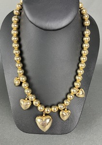 lot 398 image: Vintage Jewelry- 2 Necklaces & Matching Earrings- Gold, Cream & Black