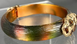 lot 401 image: Vintage Unmarked Alexis Bittar Lucite & Rhinestone Hinged Bracelet