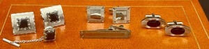 lot 65 image: Vintage Cufflinks, Tie Tacks. Bars & Clips- Sterling Silver, Gold Filled & More