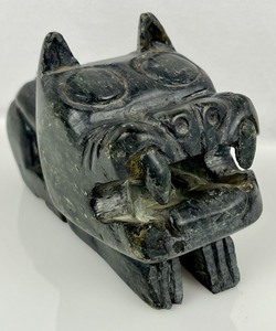 lot 295 image: Pair Vintage Hand Carved Greenland & Canadian Inuit Serpentine Stone Tupilak & Caribou