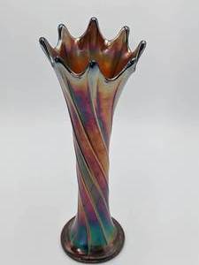 Carnival Glass 11 12 Flower Vase Cobalt