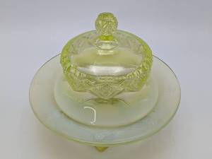 Vaseline Butter Dish Probably Jefferson Glass