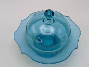 Opal Blue Butter Dish Probably Jefferson Glass